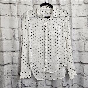 Abercrombie & Fitch White Polka Dot Button Down Shirt Size XS